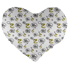 No Step On Snek Do Not Bubble Speech Pattern White Background Meme Large 19  Premium Flano Heart Shape Cushion by snek