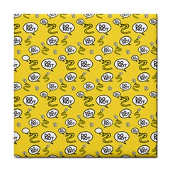 No Step On Snek Do Not Bubble Speech Pattern Yellow Background Meme Tile Coaster by snek