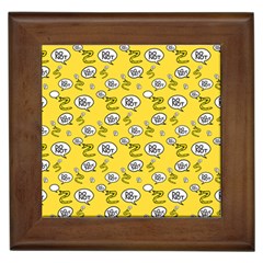 No Step On Snek Do Not Bubble Speech Pattern Yellow Background Meme Framed Tile by snek