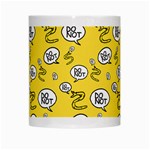 No Step On Snek DO NOT bubble speech Pattern yellow background Meme White Mug Center