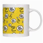 No Step On Snek DO NOT bubble speech Pattern yellow background Meme White Mug Right