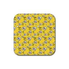 No Step On Snek Do Not Bubble Speech Pattern Yellow Background Meme Rubber Coaster (square) by snek