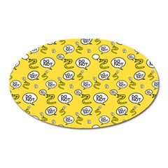 No Step On Snek Do Not Bubble Speech Pattern Yellow Background Meme Magnet (oval) by snek