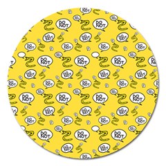 No Step On Snek Do Not Bubble Speech Pattern Yellow Background Meme Magnet 5  (round) by snek