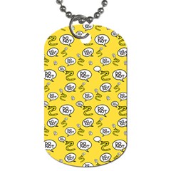 No Step On Snek Do Not Bubble Speech Pattern Yellow Background Meme Dog Tag (one Side) by snek