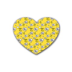 No Step On Snek Do Not Bubble Speech Pattern Yellow Background Meme Rubber Coaster (heart) by snek