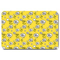 No Step On Snek Do Not Bubble Speech Pattern Yellow Background Meme Large Doormat by snek