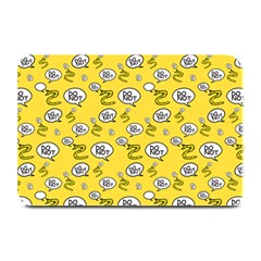 No Step On Snek Do Not Bubble Speech Pattern Yellow Background Meme Plate Mat by snek