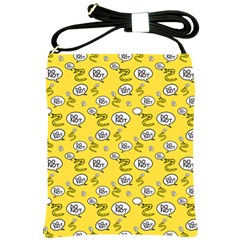 No Step On Snek Do Not Bubble Speech Pattern Yellow Background Meme Shoulder Sling Bag by snek