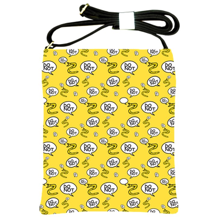 No Step On Snek DO NOT bubble speech Pattern yellow background Meme Shoulder Sling Bag