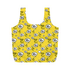 No Step On Snek Do Not Bubble Speech Pattern Yellow Background Meme Full Print Recycle Bag (m) by snek