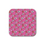 No Step On Snek DO NOT bubble speech Pattern pink background Meme Rubber Square Coaster (4 pack) Front