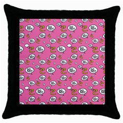 No Step On Snek Do Not Bubble Speech Pattern Pink Background Meme Throw Pillow Case (black) by snek