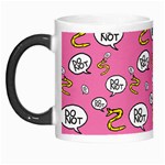 No Step On Snek DO NOT bubble speech Pattern pink background Meme Morph Mug Left