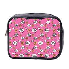 No Step On Snek Do Not Bubble Speech Pattern Pink Background Meme Mini Toiletries Bag (two Sides) by snek