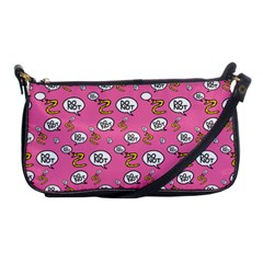 No Step On Snek Do Not Bubble Speech Pattern Pink Background Meme Shoulder Clutch Bag by snek