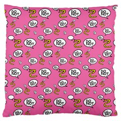 No Step On Snek Do Not Bubble Speech Pattern Pink Background Meme Large Cushion Case (two Sides) by snek