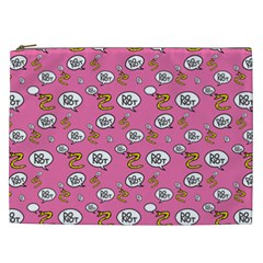 No Step On Snek Do Not Bubble Speech Pattern Pink Background Meme Cosmetic Bag (xxl) by snek