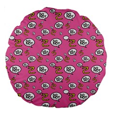 No Step On Snek Do Not Bubble Speech Pattern Pink Background Meme Large 18  Premium Round Cushion  by snek