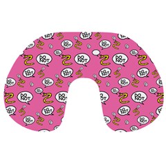 No Step On Snek Do Not Bubble Speech Pattern Pink Background Meme Travel Neck Pillow by snek