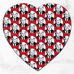 Trump Retro Face Pattern Maga Red Us Patriot Jigsaw Puzzle (heart) by snek