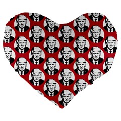 Trump Retro Face Pattern Maga Red Us Patriot Large 19  Premium Heart Shape Cushions by snek