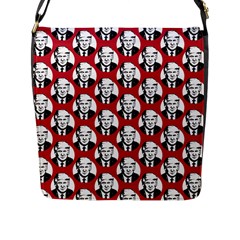 Trump Retro Face Pattern Maga Red Us Patriot Flap Closure Messenger Bag (l) by snek