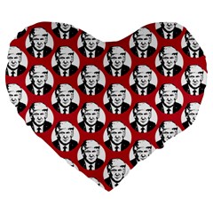 Trump Retro Face Pattern Maga Red Us Patriot Large 19  Premium Flano Heart Shape Cushions by snek