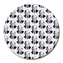 Trump Retro Face Pattern Maga Black And White Us Patriot Round Mousepads by snek