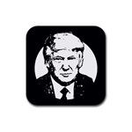 Trump Retro Face Pattern MAGA Black and white US Patriot Rubber Coaster (Square)  Front