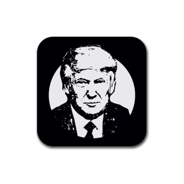 Trump Retro Face Pattern MAGA Black and white US Patriot Rubber Coaster (Square) 