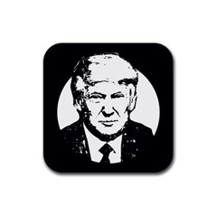 Trump Retro Face Pattern Maga Black And White Us Patriot Rubber Square Coaster (4 Pack)  by snek