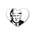 Trump Retro Face Pattern MAGA Black and white US Patriot Rubber Coaster (Heart)  Front