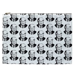 Trump Retro Face Pattern Maga Black And White Us Patriot Cosmetic Bag (xxl) by snek