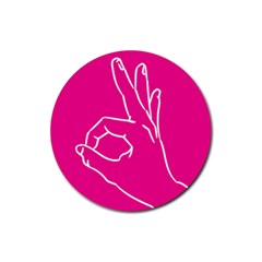 A-ok Perfect Handsign Maga Pro-trump Patriot On Pink Background Rubber Coaster (round) by snek