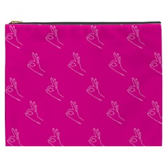 A-ok Perfect Handsign Maga Pro-trump Patriot On Pink Background Cosmetic Bag (xxxl) by snek