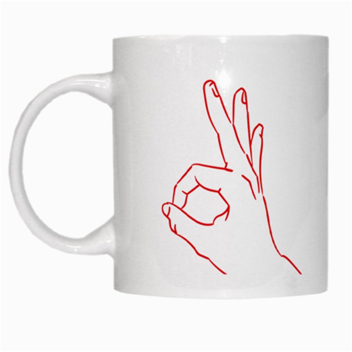 A-Ok Perfect handsign MAGA Pro-Trump Patriot on MAGA red background White Mugs