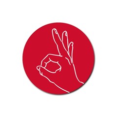 A-ok Perfect Handsign Maga Pro-trump Patriot On Maga Red Background Rubber Round Coaster (4 Pack)  by snek