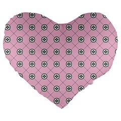 Kekistan Logo Pattern On Pink Background Large 19  Premium Flano Heart Shape Cushions by snek