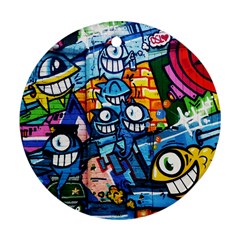 Graffiti Urban colorful graffiti cartoon fish Ornament (Round)