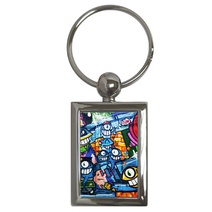 Graffiti Urban colorful graffiti cartoon fish Key Chains (Rectangle) 