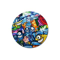 Graffiti Urban colorful graffiti cartoon fish Magnet 3  (Round)