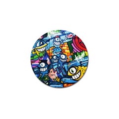 Graffiti Urban colorful graffiti cartoon fish Golf Ball Marker (4 pack)