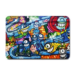 Graffiti Urban colorful graffiti cartoon fish Small Doormat 