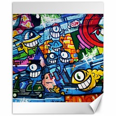 Graffiti Urban Colorful Graffiti Cartoon Fish Canvas 11  X 14 