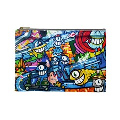 Graffiti Urban colorful graffiti cartoon fish Cosmetic Bag (Large)