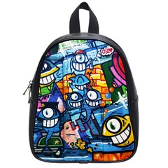 Graffiti Urban Colorful Graffiti Cartoon Fish School Bag (small) by genx