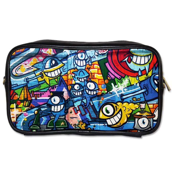 Graffiti Urban colorful graffiti cartoon fish Toiletries Bag (One Side)