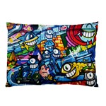 Graffiti Urban colorful graffiti cartoon fish Pillow Case (Two Sides) Back