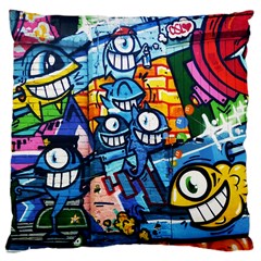 Graffiti Urban colorful graffiti cartoon fish Large Cushion Case (Two Sides)